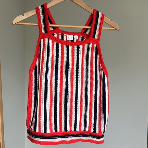 GAP Tops - GAP Knit Crochet Striped Tank - size small
